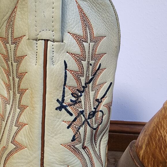 Vintage Tony Lama Kevin Fowler Signed Cowboy Crepe Roper Boots | Women's 6.5B - Picture 2 of 15